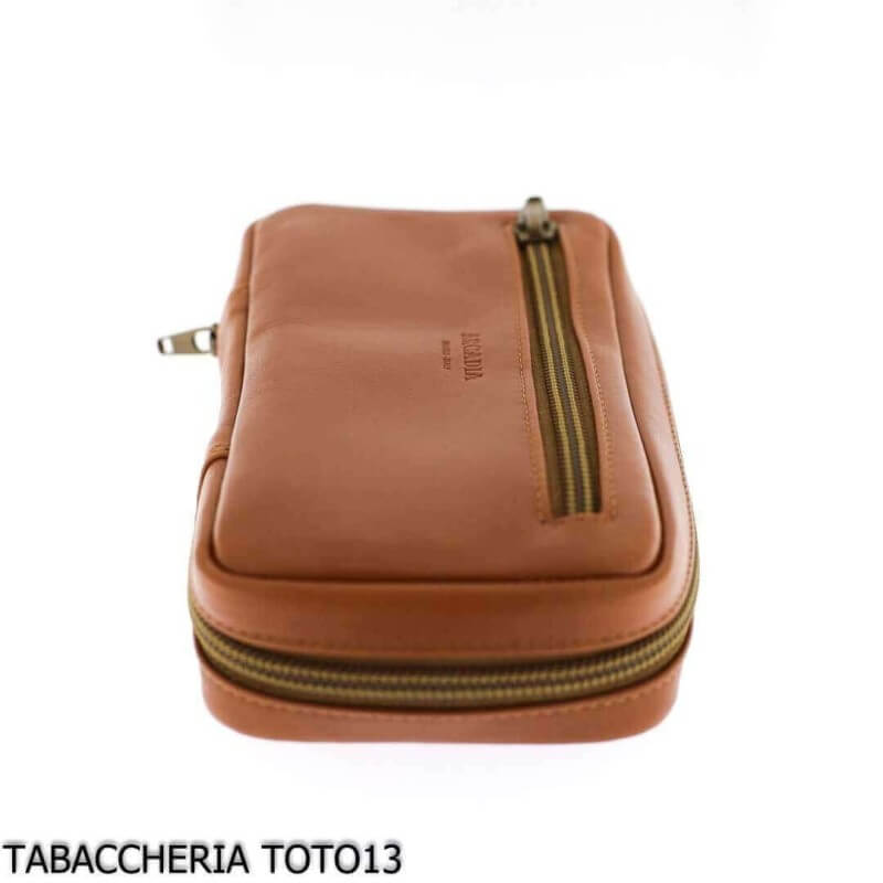 Arcadia Tasche für 2 Pfeifen und Tabakhalter in Leder verschiedene Farben - Arcadia