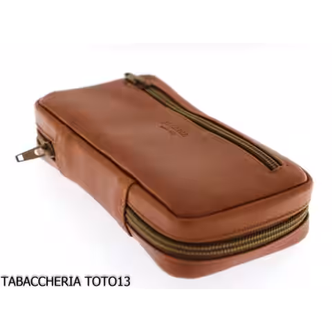 Arcadia Tasche für 2 Pfeifen und Tabakhalter in Leder verschiedene Farben - Taschen für Tabakpfeifen - Arcadia