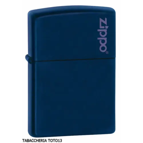 Encendedor Zippo azul gasolina con acabado mate con el logo - Alumbradores