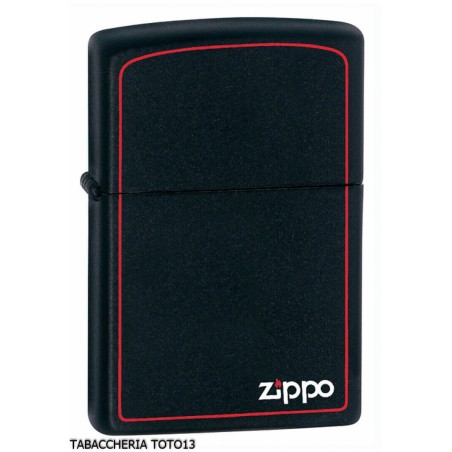 Benzin Zippo schwarz matt mit Logo - matt schwarz-Logo - Feuerzeuge