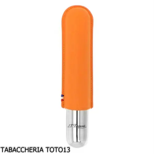 St. Dupont Etui à cigares en métal et cuir orange 1 place - Accessoires Cigare