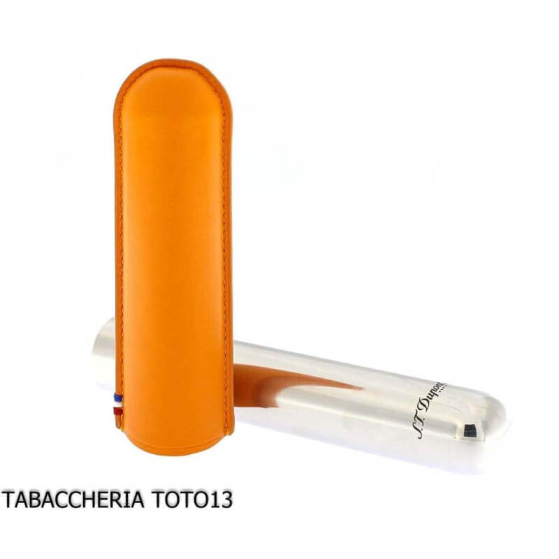 St. Dupont estuche para cigarros en metal y cuero naranja 1 lugar - S.t. Dupont