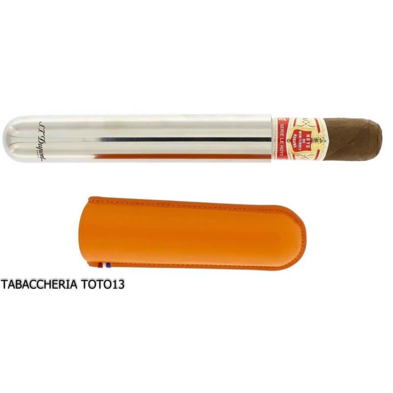 St. Dupont estuche para cigarros en metal y cuero naranja 1 lugar - S.t. Dupont