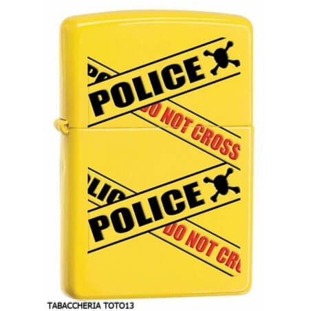 zippo logo avertissement de la police sur un fond jaune Zippo Briquets Zippo