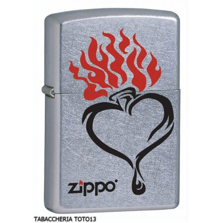 Coeur tribal Zippo sur chrome vieilli, briquet à essence coupe-vent Zippo Briquets Zippo