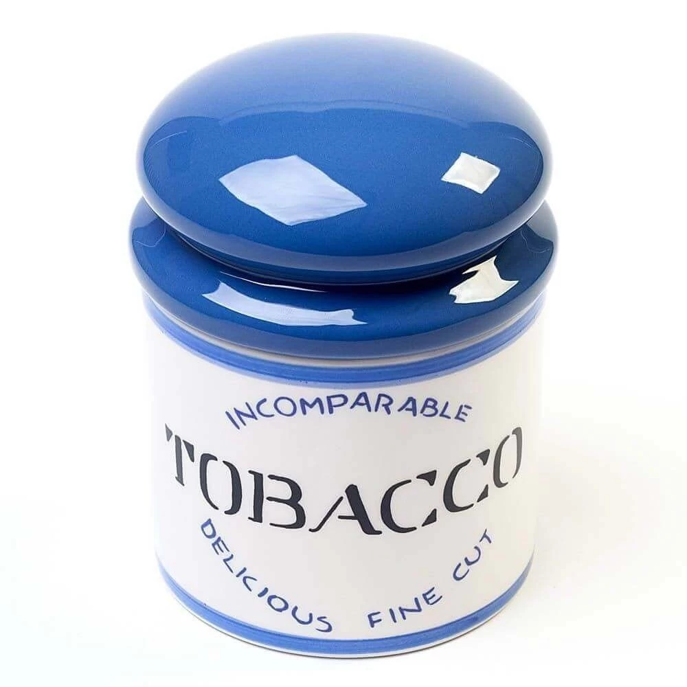 Pfeife oder Zigarre Tabak Topf 1 Kilo Keramik blau von Savinelli