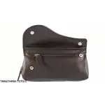 Brebbia Dekoration Tasche Sattel aus schwarzem Leder Port Tabak und pfeife 1 Stelle mit Knopfverschluss - Zubehör für Tabakpf