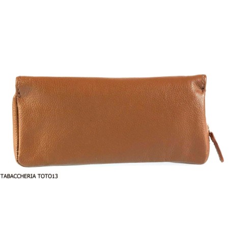 Brebbia brun sac en cuir tabac et tuyau 1 place avec fermeture à bouton - Accessoires pour pipes