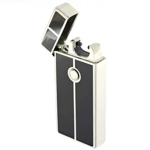 Briquet à arc électrique Tycoon avec fini chrome clair et noir - Briquets - Métal