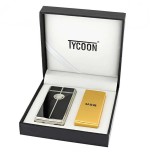 Tycoon accendino a 2 archi elettrici incrociati, finitura cromo chiaro e nero-Accendini per Sigaretta