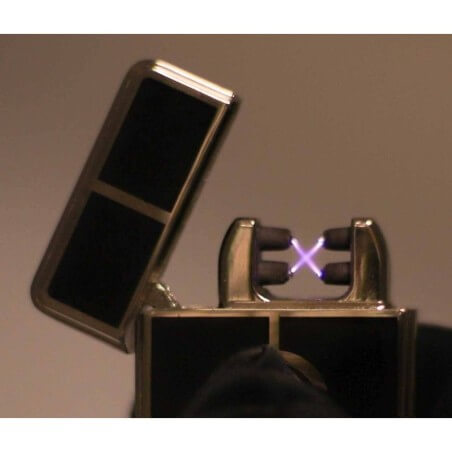 Tycoon Lighters - Tycoon lighter with 2 crossed electric arcs, dark chrome and black finish