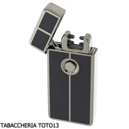 Tycoon lighter with 2 crossed electric arcs, dark chrome and black finish - Lighters - Metal