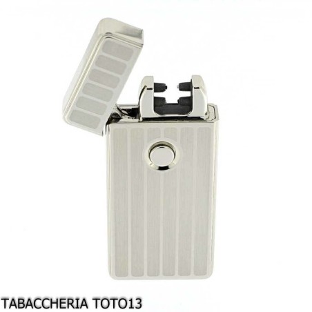 Briquet Tycoon avec 2 arcs électriques croisés, finition en rangée sur chrome léger - Briquets - Métal