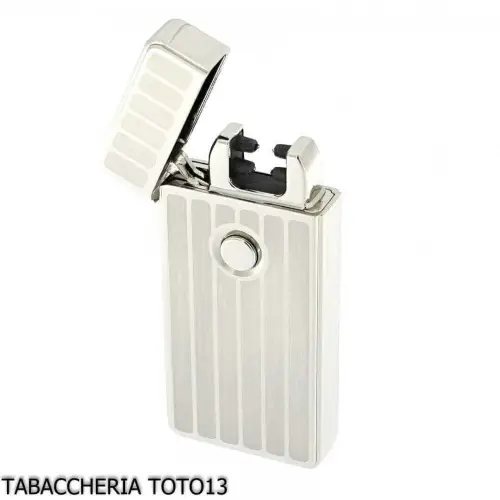 Briquet Tycoon avec 2 arcs électriques croisés, finition en rangée sur chrome léger - Briquets - Métal