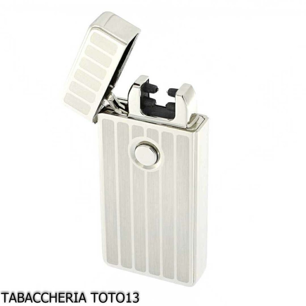 Briquet Tycoon avec 2 arcs électriques croisés, finition en rangée sur chrome léger - Briquets - Métal