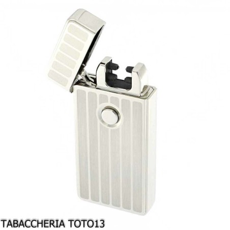 Briquet Tycoon avec 2 arcs électriques croisés, finition en rangée sur chrome léger - Briquets - Métal