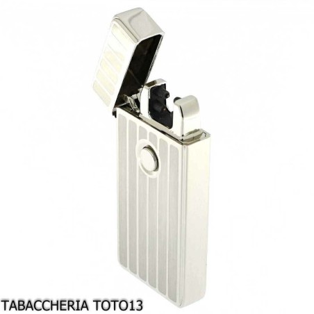 Briquet Tycoon avec 2 arcs électriques croisés, finition en rangée sur chrome léger - Briquets - Métal