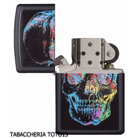 Zippo Skull nero con teschio colorato - Accendini