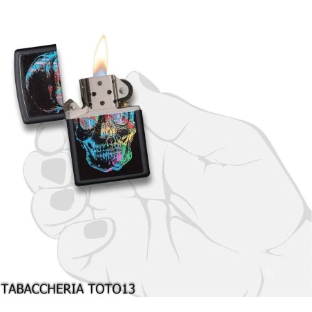 Zippo Skull negro con calavera de colores - Alumbradores