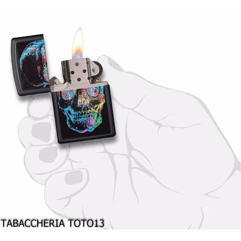 Zippo Skull nero con teschio colorato - Accendini