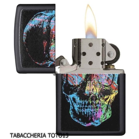Zippo Skull negro con calavera de colores - Alumbradores