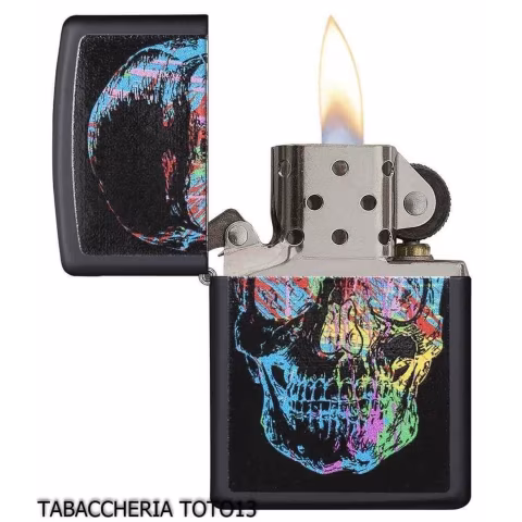 Zippo Skull nero con teschio colorato - Accendini