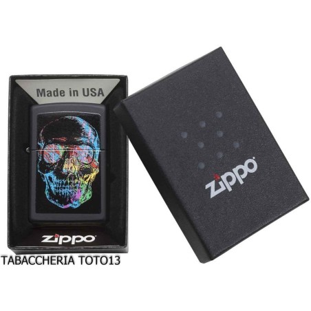 Zippo Skull negro con calavera de colores - Alumbradores