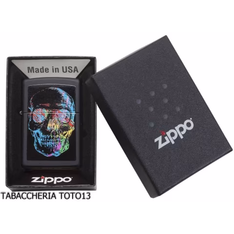 Zippo Skull nero con teschio colorato - Accendini
