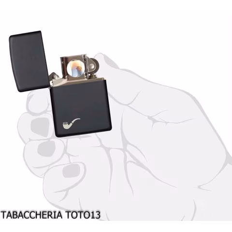 Zippo for smoking pipe, matt black enamel finish - Lighters - Brass