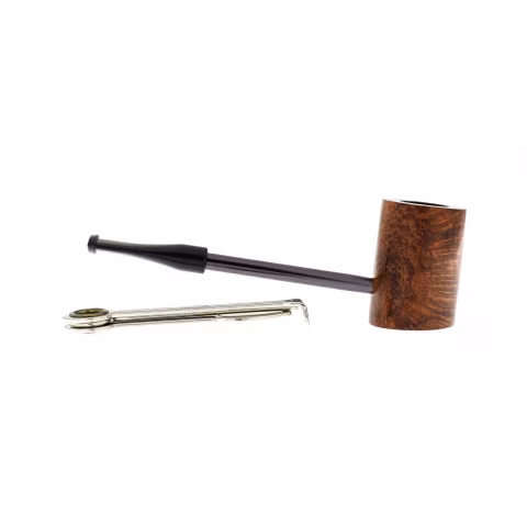 Compass Poker Pipe in Walnut Briar, Cherrywood Shape - Duke-Nording
