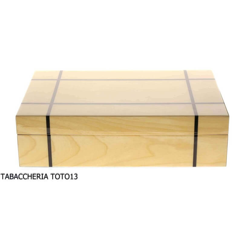 Mastro de Paja Caja de cigarros humidificada en madera de abedul claro e incrustaciones - Mastro de Paja