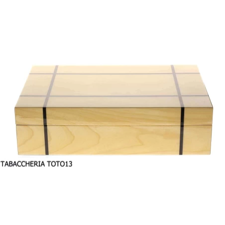 Mastro de Paja humidified box cigar case in light birch wood and inlay