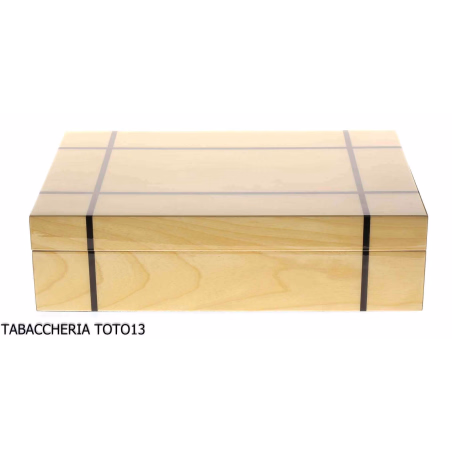 Mastro de Paja scatola umidificata portasigari in legno di betulla chiaro e intarsi - Accessori Per Sigari