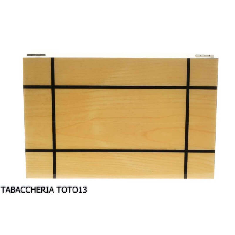 Mastro de Paja Caja de cigarros humidificada en madera de abedul claro e incrustaciones - Mastro de Paja