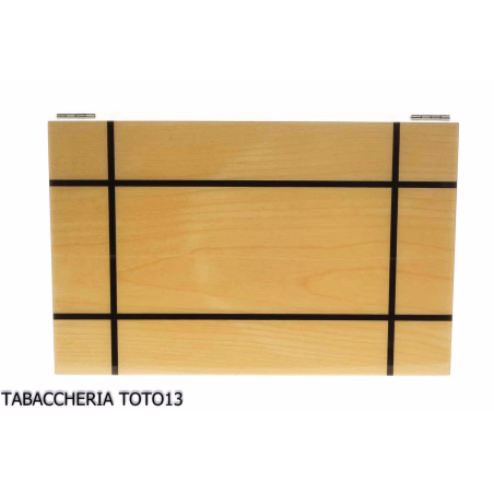 Mastro de Paja scatola umidificata portasigari in legno di betulla chiaro e intarsi - Accessori Per Sigari