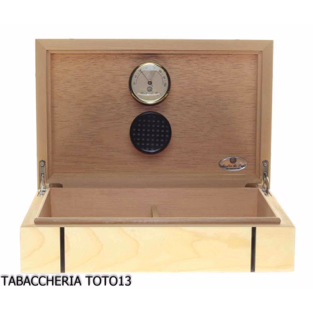 Mastro de Paja scatola umidificata portasigari in legno di betulla chiaro e intarsi - Accessori Per Sigari