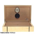 Mastro de Paja scatola umidificata portasigari in legno di betulla chiaro e intarsi - Accessori Per Sigari