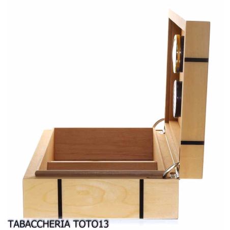 Mastro de Paja scatola umidificata portasigari in legno di betulla chiaro e intarsi - Accessori Per Sigari