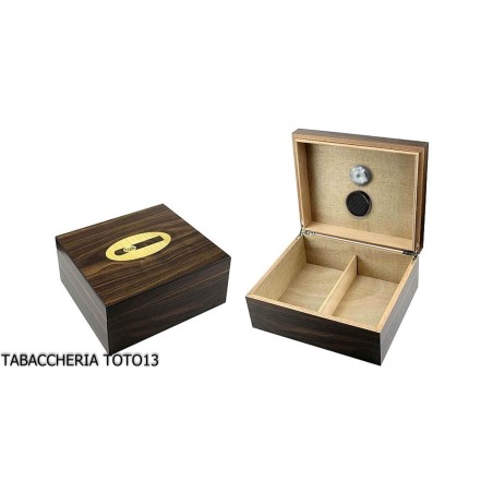 Schachtel mit Zigarrenetuis in mattem Nussbaum mit "Cigar" -Dekoration von Lubinski - Zubehör Cigar
