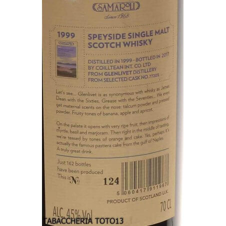 Samaroli Glenlivet 1999 Speyside Single Malt Whisky 18y.o.Vol.45% Cl.70 Glenlivet Distillery Whisky