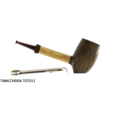 Sauro Pipe Stand Up en bois mort et bambou - Pipe Pour le Tabac - Bois fossile