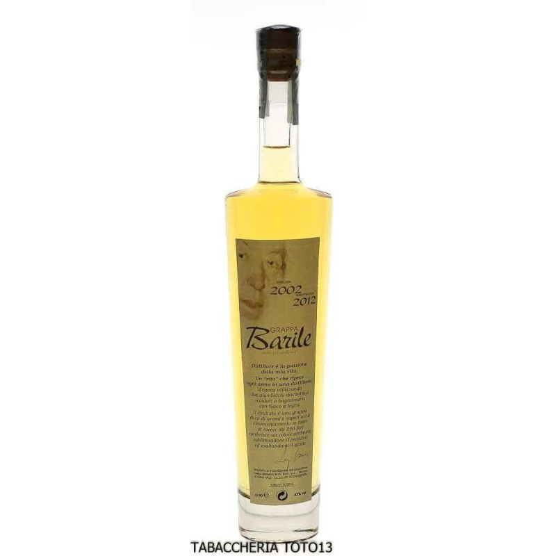 Grappa ámbar de la destilería Dolcetto Luigi Barile de 10 años Vol.43% Cl.50 - Licores