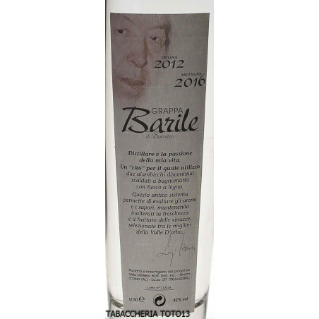 Weißer Dolcetto-Grappa aus der Destillerie Luigi Barile Vol.42% Cl.50 - Destilliert