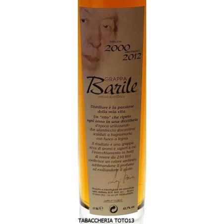Grappa ámbar de la destilería Dolcetto Luigi Barile de 12 años Vol.43,7% Cl.50 - Licores