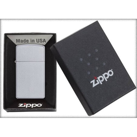 Briquet à essence slim Zippo avec fini chrome satiné mat Zippo Briquets Zippo