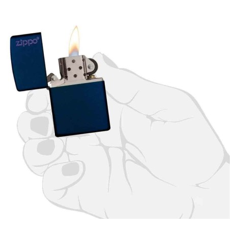 Zippo accendino benzina finitura matte blu con logo - Accendini