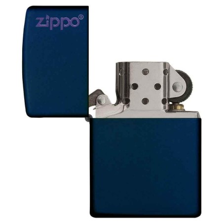 Zippo lighter blue matte finish gasoline with logo - Lighters - Brass