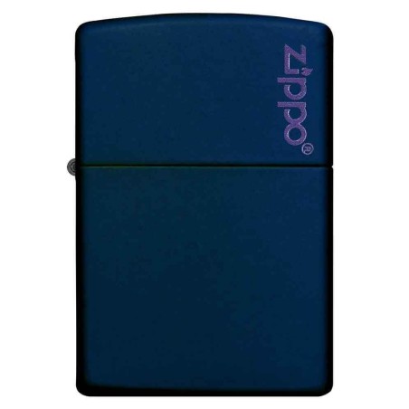 Zippo lighter blue matte finish gasoline with logo - Lighters - Brass