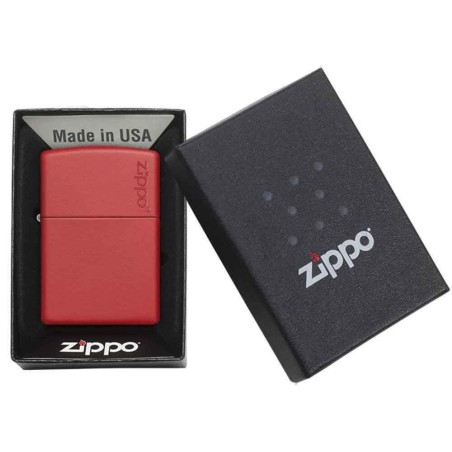 Zippo Mattrot Finish Benzin logo - Feuerzeuge