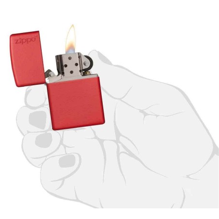 Zippo lighter matte red finish gasoline logo - Lighters - Brass